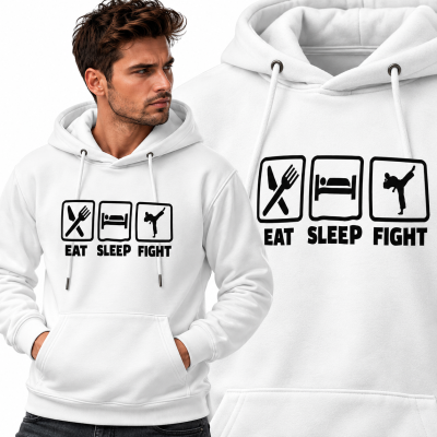 BLUZA Z KAPTUREM  SPORTY WALKI   EAT SLEEP FIGHT